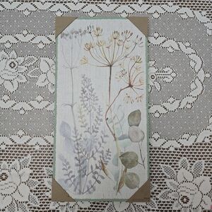 Neutral Pastel 9.5 x 18.5" Boxtop Wall Sign Cottage Floral Art Hanging Decor